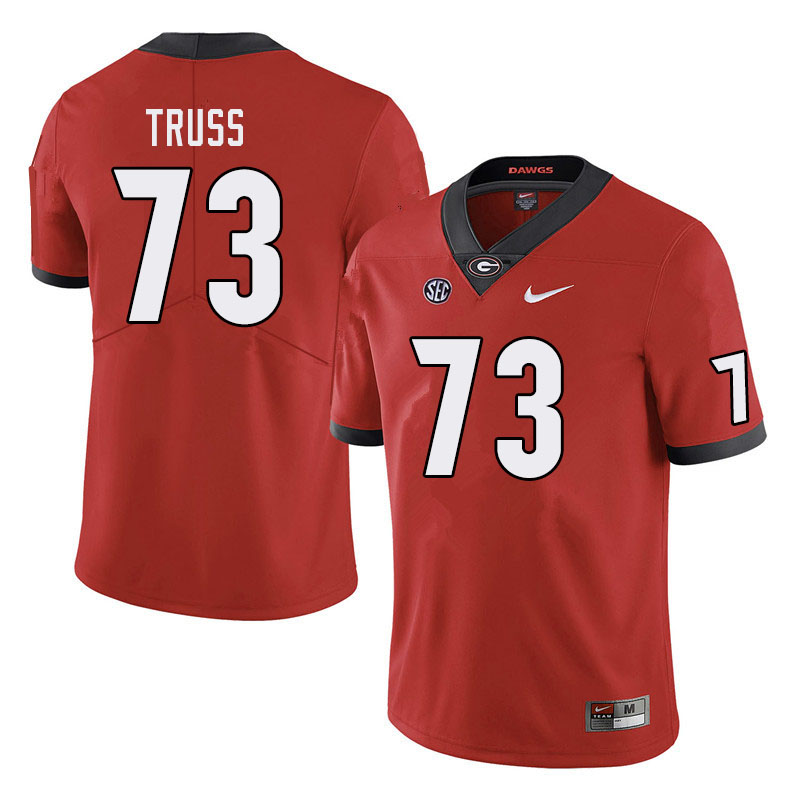Men #73 Xavier Truss Georgia Bulldogs College Football Jerseys Sale-Red